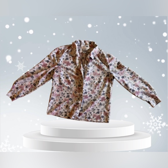 María caridad González petite Women's Long Sleeve Floral Blouse Multicolor 6 P - Picture 2 of 16